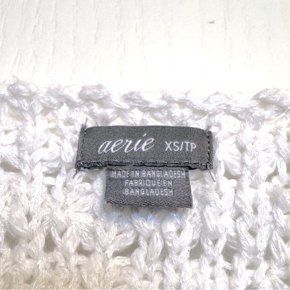 Aerie AE womens XS White Crochet Crop Tank Top fringed resort beachy boho hippie - Picture 2 of 7